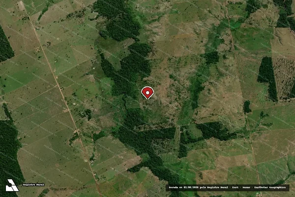 Imagem de satélite de Infração Ambiental em São Francisco do Guaporé - RO (marcador da localização)