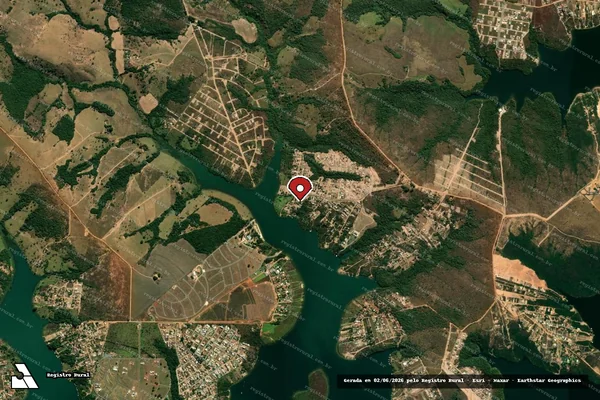 Imagem de satélite de Infração Ambiental em Abadiânia - GO (marcador da localização)