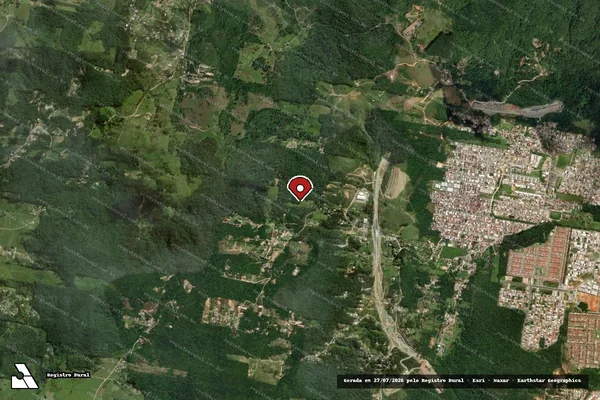 Imagem de satélite de Infração Ambiental em Palhoça - SC (marcador da localização)