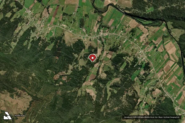 Imagem de satélite de Infração Ambiental em Urubici - SC (marcador da localização)