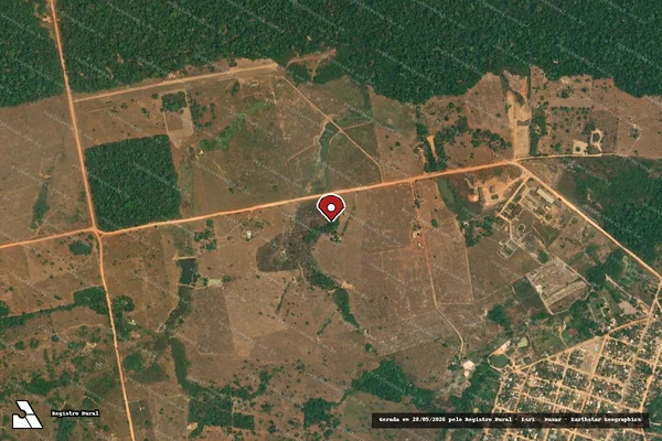 Imagem de satélite de Infração Ambiental em Apiacás - MT (marcador da localização)