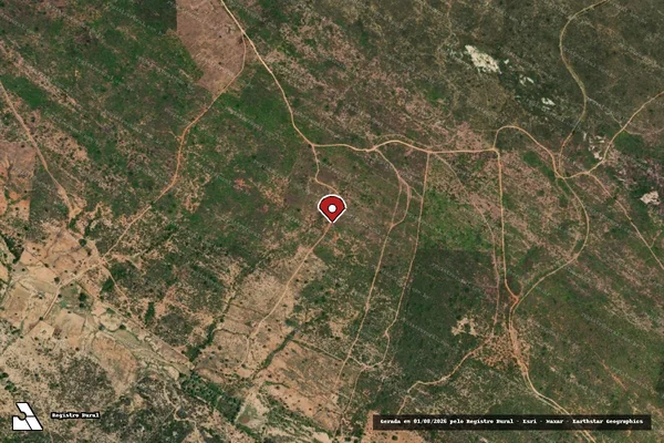 Imagem de satélite de Infração da Flora em Sertânia - PE (marcador da localização)