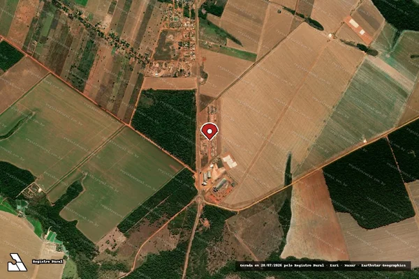 Imagem de satélite de Infração Ambiental em Nova Maringá - MT (marcador da localização)