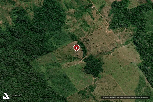 Imagem de satélite de Infração Ambiental em Apuí - AM (marcador da localização)