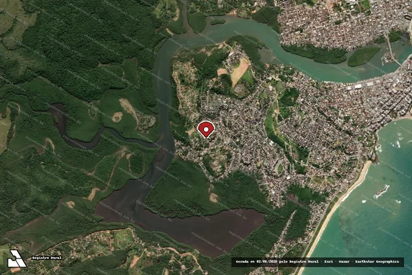 Imagem de satélite de Infração Ambiental em Guarapari - ES (marcador da localização)