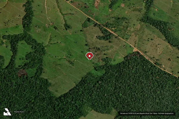 Imagem de satélite de Infração da Flora em Xapuri - AC (marcador da localização)