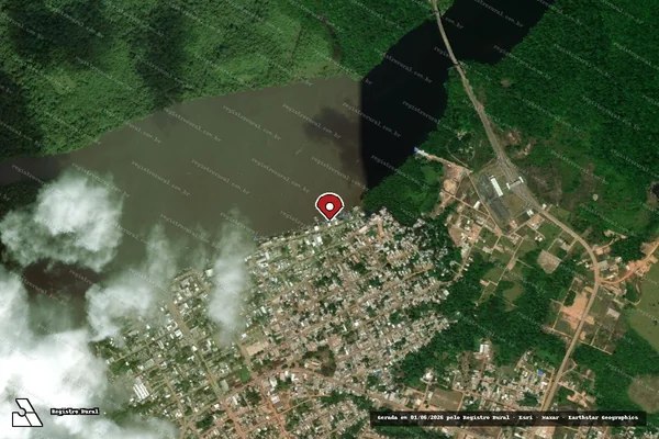 Imagem de satélite de Infração Ambiental em Oiapoque - AP (marcador da localização)