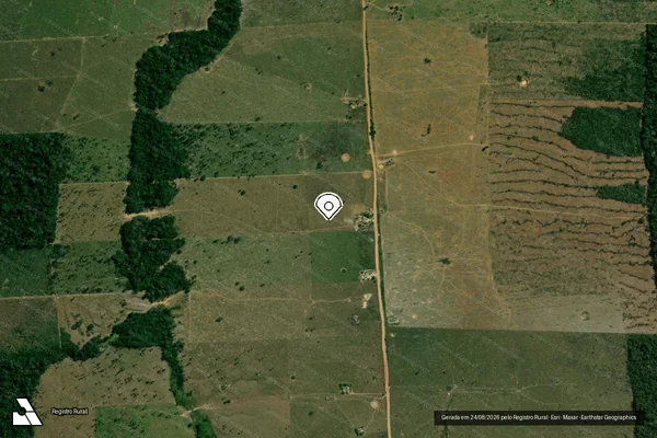 Imagem de satélite de Infração Ambiental em Nova Mamoré - RO (marcador da localização)