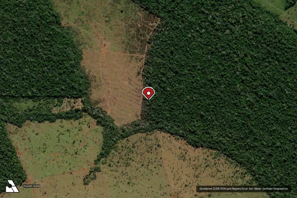 Imagem de satélite de Infração da Flora em Aripuanã - MT (marcador da localização)