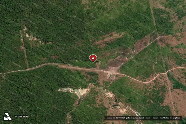 Imagem de satélite de Infração da Flora em Apiacás - MT (marcador da localização)