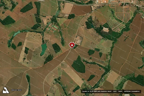 Imagem de satélite de Infração Ambiental em Itaberaí - GO (marcador da localização)