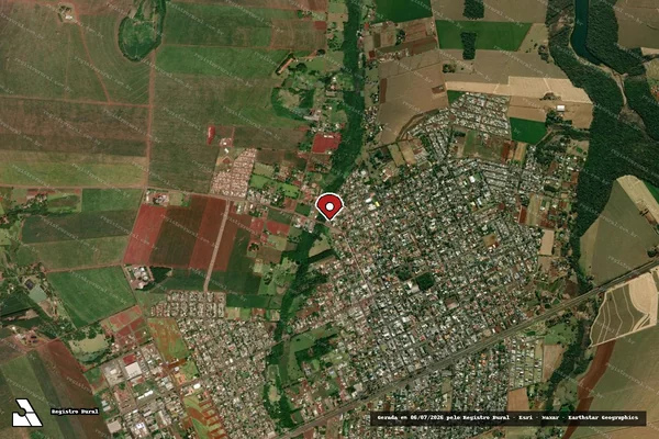 Imagem de satélite de Infração Ambiental em Santa Terezinha de Itaipu - PR (marcador da localização)