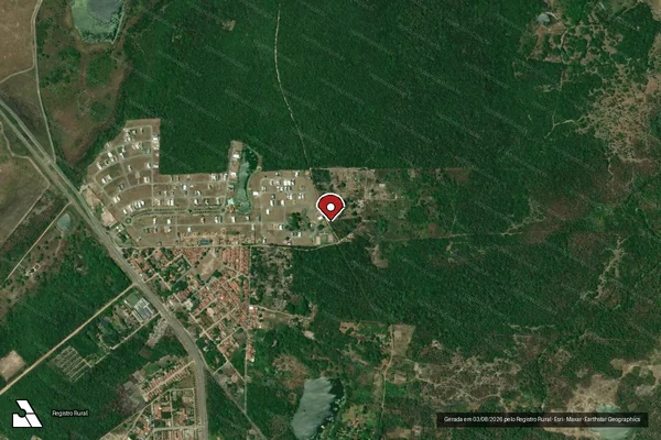 Imagem de satélite de Infração Ambiental em Caucaia - CE (marcador da localização)