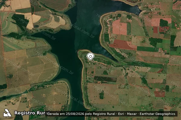 Imagem de satélite de Infração Ambiental em Mira Estrela - SP (marcador da localização)