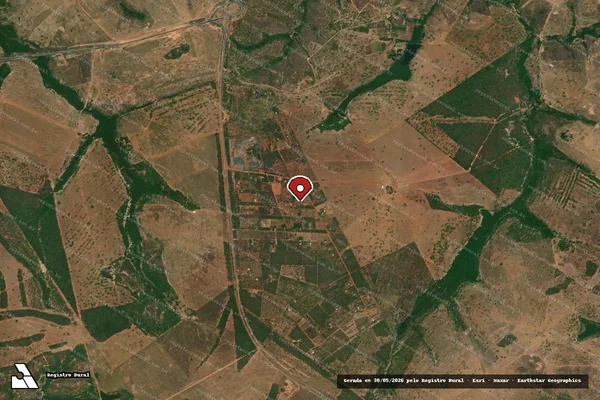 Imagem de satélite de Desmatamento em Aragarças - GO (marcador da localização)