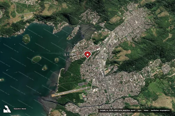 Imagem de satélite de Infração Ambiental em Angra dos Reis - RJ (marcador da localização)