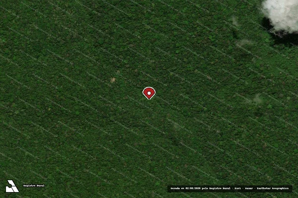 Imagem de satélite de Infração Ambiental em Pedra Branca do Amapari - AP (marcador da localização)