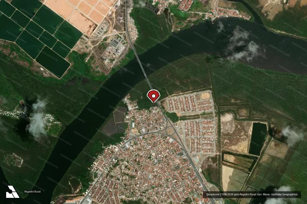 Imagem de satélite de Infração Ambiental em Aracaju - SE (marcador da localização)