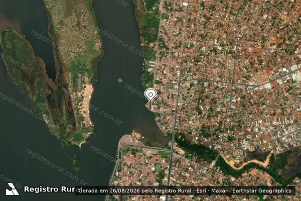Imagem de satélite de Infração Ambiental em Porto Nacional - TO (marcador da localização)