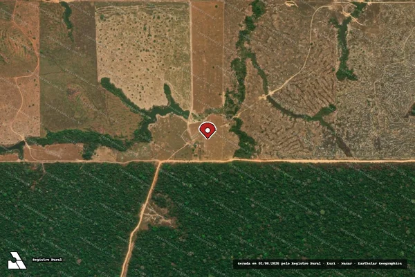 Imagem de satélite de Desmatamento em Colniza - MT (marcador da localização)