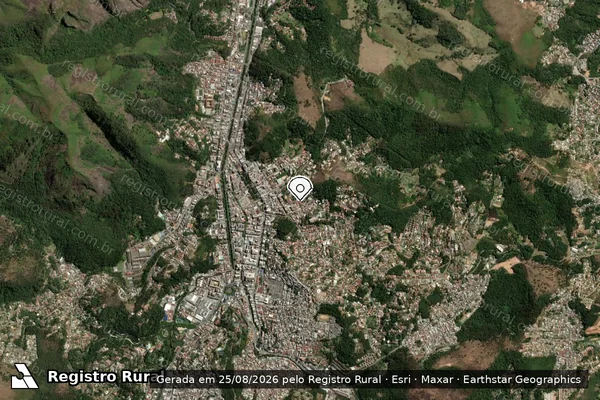 Imagem de satélite de Infração Ambiental em Nova Friburgo - RJ (marcador da localização)