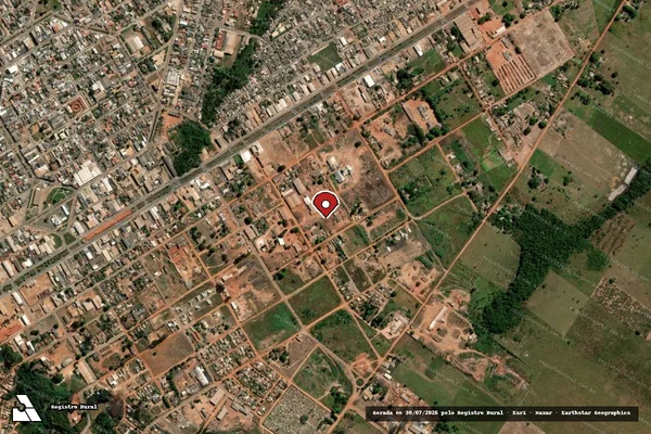 Imagem de satélite de Infração da Flora em Juína - MT (marcador da localização)