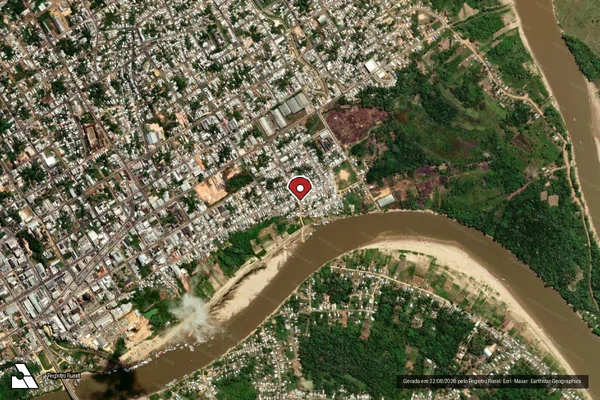 Imagem de satélite de Infração da Flora em Cruzeiro do Sul - AC (marcador da localização)