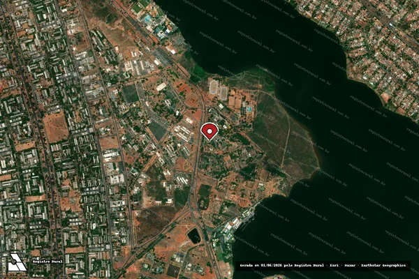 Imagem de satélite de Infração Ambiental em Brasília - DF (marcador da localização)