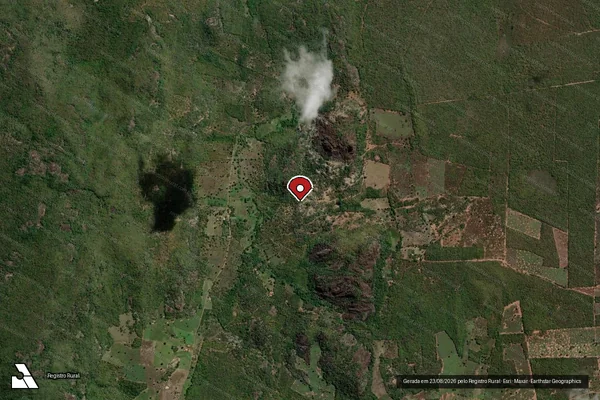 Imagem de satélite de Infração Ambiental em Riacho de Santana - BA (marcador da localização)