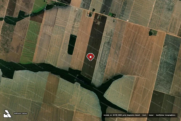 Imagem de satélite de Infração da Flora em Querência - MT (marcador da localização)