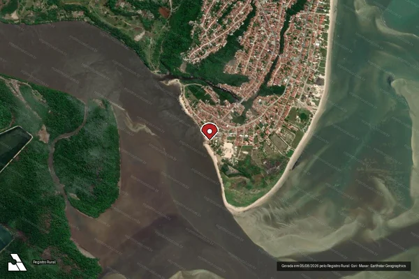 Imagem de satélite de Infração Ambiental em Pitimbu - PB (marcador da localização)