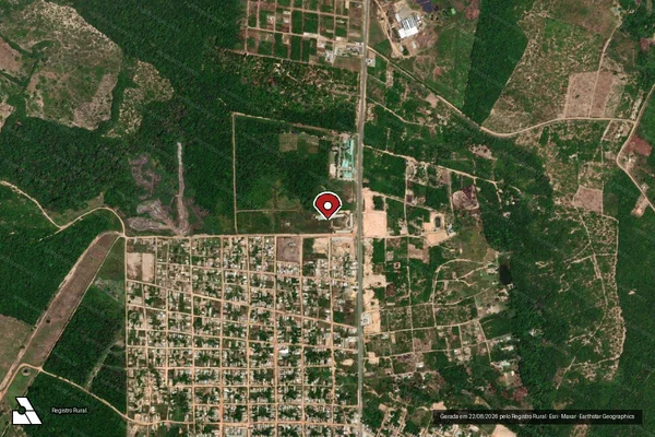 Imagem de satélite de Infração Ambiental em Santarém - PA (marcador da localização)