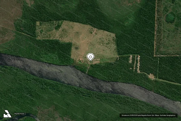 Imagem de satélite de Infração Ambiental em Costa Marques - RO (marcador da localização)