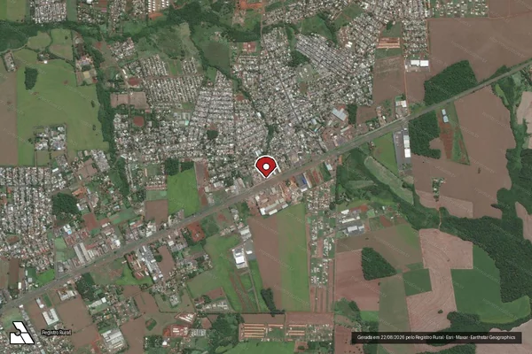 Imagem de satélite de Infração da Flora em Foz do Iguaçu - PR (marcador da localização)