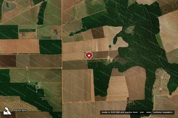 Imagem de satélite de Infração Ambiental em Tapurah - MT (marcador da localização)
