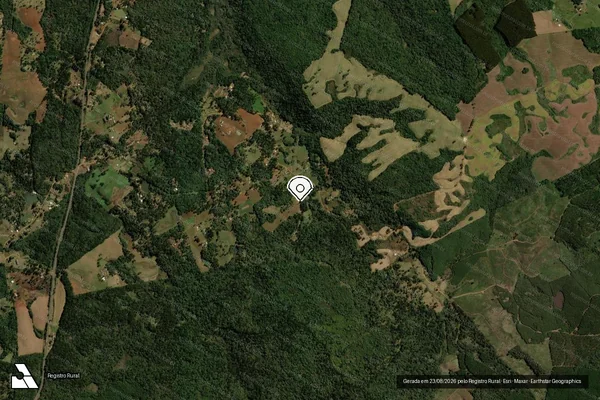Imagem de satélite de Infração da Flora em Guarapuava - PR (marcador da localização)
