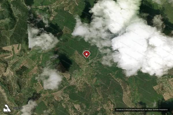 Imagem de satélite de Infração Ambiental em Mundo Novo - BA (marcador da localização)
