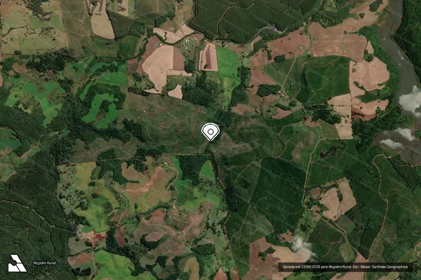 Imagem de satélite de Infração Ambiental em Vargem - SC (marcador da localização)