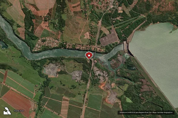 Imagem de satélite de Infração Ambiental em Icém - SP (marcador da localização)