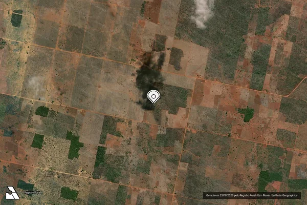 Imagem de satélite de Infração Ambiental em Itaeté - BA (marcador da localização)