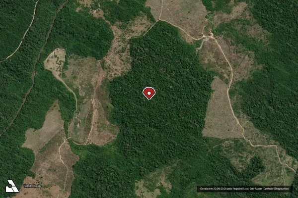 Imagem de satélite de Infração da Flora em Rondon do Pará - PA (marcador da localização)