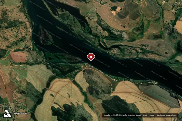 Imagem de satélite de Infração Ambiental em Passos - MG (marcador da localização)