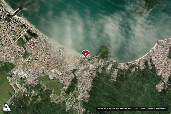 Imagem de satélite de Infração Ambiental em Porto Belo - SC (marcador da localização)