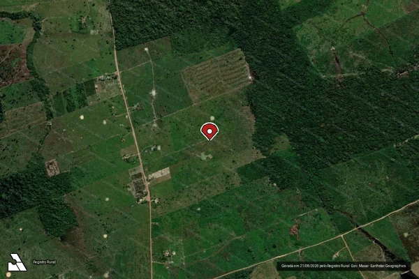 Imagem de satélite de Infração Ambiental em Candeias do Jamari - RO (marcador da localização)
