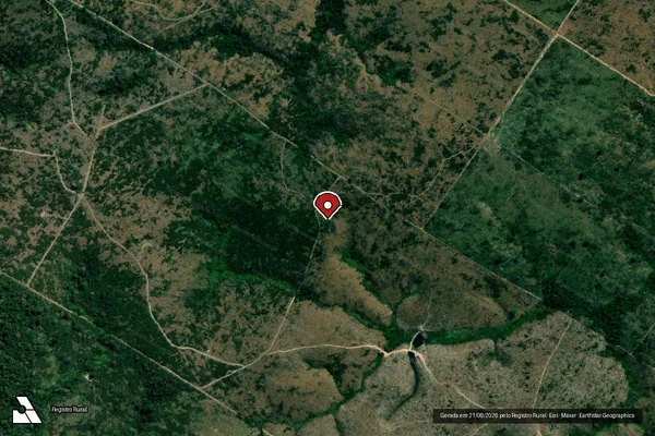 Imagem de satélite de Infração da Flora em Jacareacanga - PA (marcador da localização)