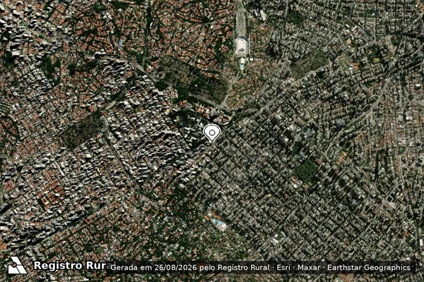 Imagem de satélite de Infração Ambiental em São Paulo - SP (marcador da localização)