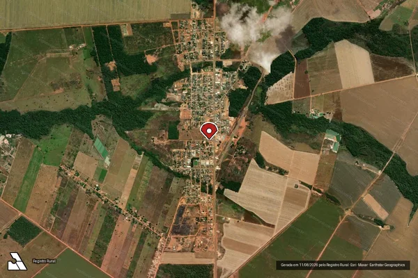 Imagem de satélite de Infração da Flora em Nova Maringá - MT (marcador da localização)