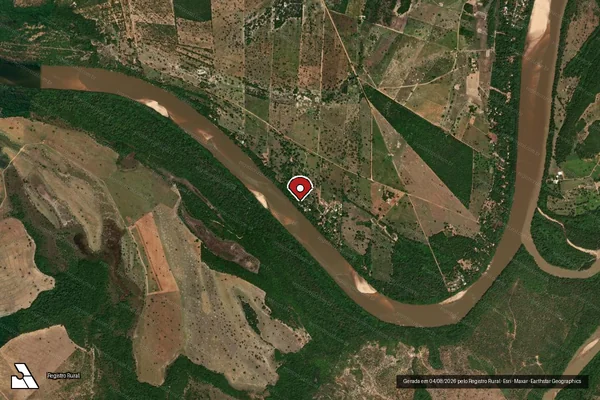 Imagem de satélite de Infração da Flora em Araguaiana - MT (marcador da localização)