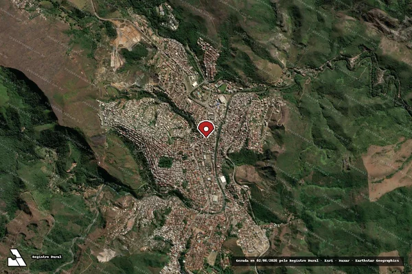 Imagem de satélite de Infração Ambiental em Mariana - MG (marcador da localização)
