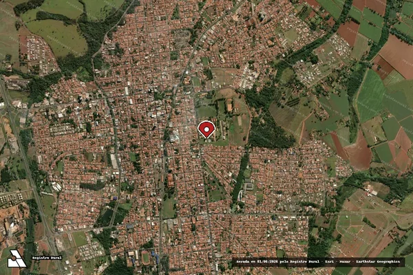 Imagem de satélite de Infração Ambiental em Pirassununga - SP (marcador da localização)